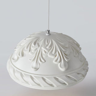 French vintage resin pendant side view — retro dining ceiling lamp