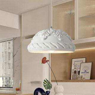French resin pendant close-up — retro vintage dining ceiling lamp