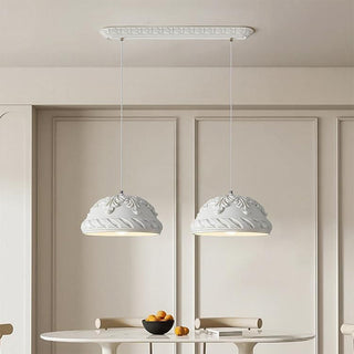 Retro resin pendant hanging in dining room — French vintage lamp