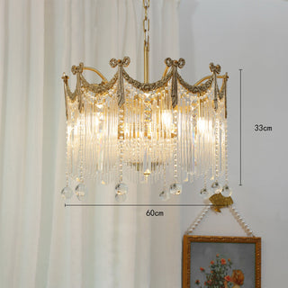 Elegant crystal water drop chandelier brass frame ceiling fixture