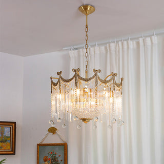 Water drop crystal chandelier brass and glass fixture for dining room