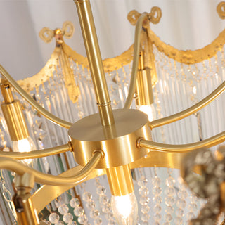 French crystal luxury chandelier teardrop hanging lamp for foyer