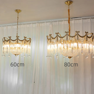 Crystal chandelier luxury French design brass frame close-up