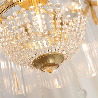 Luxury French crystal water drop chandelier living room ceiling lamp