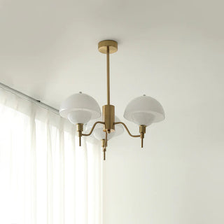 Modern mushroom chandelier detail — white cream elegant warm texture
