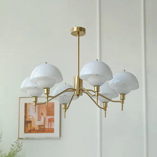 Elegant white cream chandelier — modern mushroom bedroom ceiling