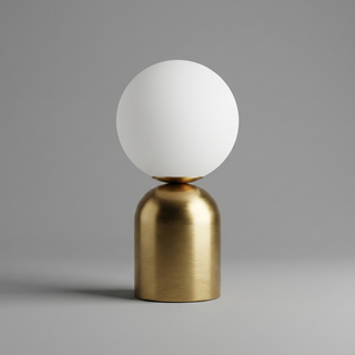 Decorative Table Lamp – Opal Glass Globe with Gold Metal Base | Soft Accent Lighting