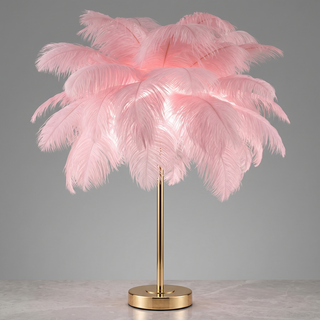 Feather Table Lamp – Decorative Ostrich Feather Lamp with Touch Control Lighting