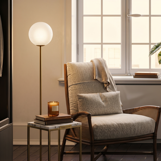 Modern Floor Lamp – Scandinavian Aluminum Globe Lighting with Soft Ambient Light