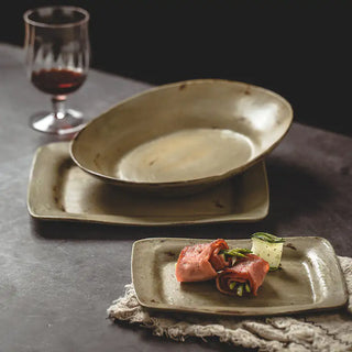 sicilian ceramic plates earthworks handcrafted mediterranean style dinnerware set close-up