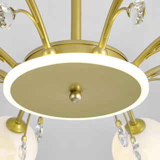 Luxury glass raindrop chandelier wide — gold ceiling fixture