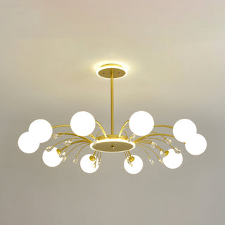 Gold raindrop chandelier side — luxury glass warm ceiling light