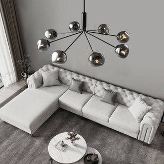 Brass molecular glass chandelier wide — modern lava living room