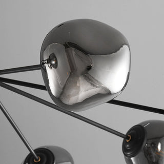 Brass lava chandelier front view — modern glass molecular warm