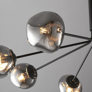 Modern brass lava glass chandelier wide — molecular warm ceiling