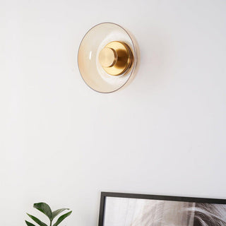Modern clear glass LED wall sconce round — iron frame