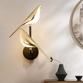 Golden bird modern LED acrylic wall sconce — hallway lamp