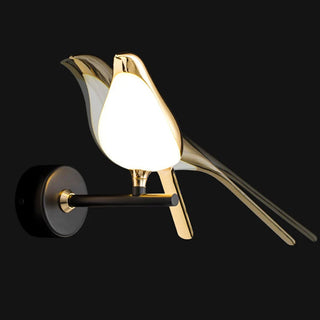 Modern LED golden bird acrylic wall sconce — hallway