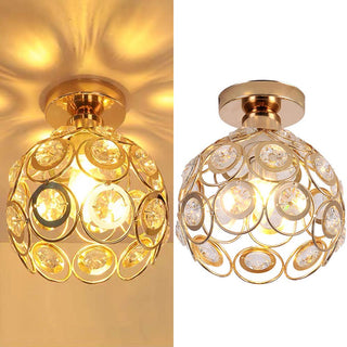 Crystal iron ceiling fixture elegant gold – glass hallway