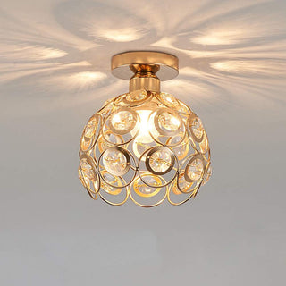 Hallway ceiling light gold crystal glass – elegant iron