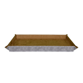 vegan leather desk organizer 7-piece gray champagne gold accents trays alternate view