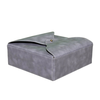vegan leather desk organizer 7-piece gray champagne gold accents trays display view