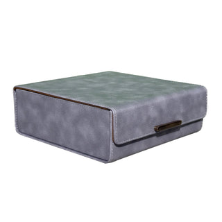 vegan leather desk organizer 7-piece gray champagne gold accents trays overview