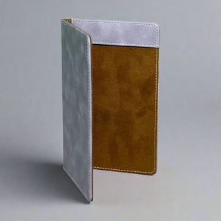 vegan leather desk organizer 7-piece gray champagne gold accents trays showcase view