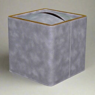 vegan leather desk organizer 7-piece gray champagne gold accents trays set view