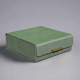 vintage office organizer moss green desk organizer set gold accents side view