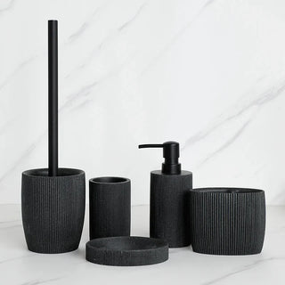 black handcrafted resin bathroom accessories eco-friendly wash set close-up