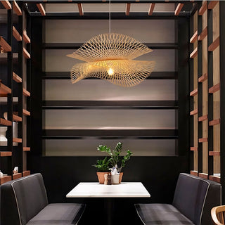 Woven Bamboo Pendant Light – Bohemian Pendant Light With Openwork Shade