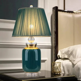 Metallic Table Lamp – Emerald Green Lamp with Soft Ambient Lighting for Living Room