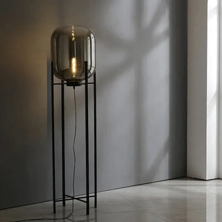 Scandinavian Floor Lamp – Tripod Design With Stained Glass Shade & Soft Ambiance Lighting