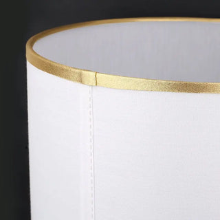 Architectural Table Lamp – Sculptural Lamp Base with Gold Trim Fabric Shade