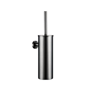 wall mounted gun grey stainless steel toilet brush bathroom front view