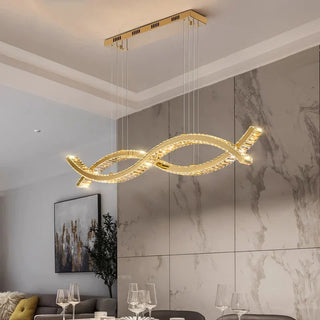 Linear Crystal Pendant – Gold Plated Suspension with Integrated LED Source