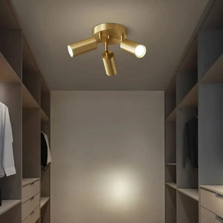Golden LED Ceiling Light – Minimalist Aluminium Gold Finish Double Head Lamp