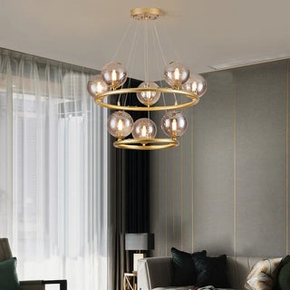 Modern Light Chandelier – Elegant Metal Glass Fixture with 12 Light Heads
