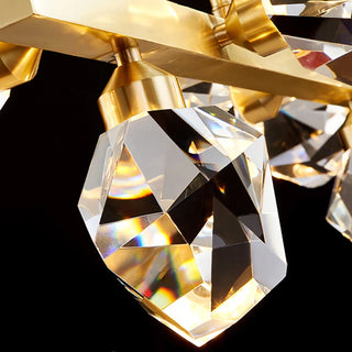 Crystal Pendant Lamp – Geometric Cubic Light With Gold Frame & Warm Ambient Lighting