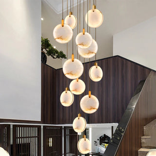 Copper Marble Chandelier – Modern Ceiling Light With Warm Ambient Lighting