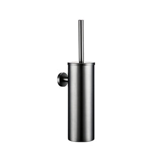 wall mounted gun grey stainless steel toilet brush bathroom side view