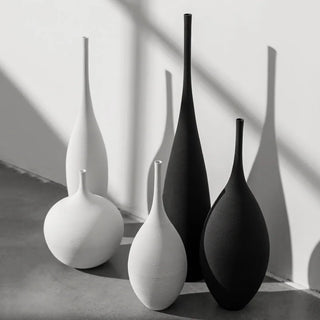 scandinavian vase modern ceramic porcelain black white minimalist decor close-up