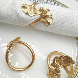 metal napkin rings leaf design zinc alloy napkin holder set table decor set view