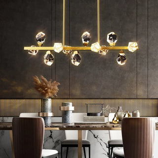 Crystal Pendant Lamp – Geometric Cubic Light With Gold Frame & Warm Ambient Lighting