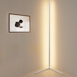 Modern floor lamp LED — brushed stainless steel angle view