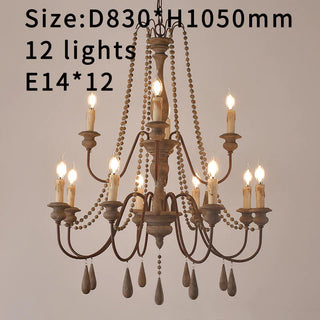 White Wooden Chandelier – Vintage Rustic Light Fixture for Living Room Lighting