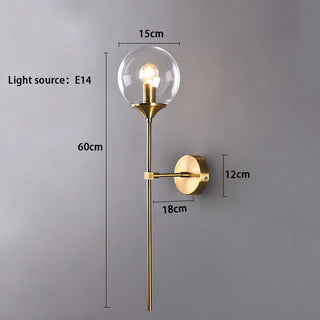 Glass Globe Wall Light – Adjustable Blown Glass Globe Lamp with Warm Brass Finish