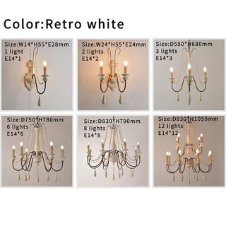White Wooden Chandelier – Vintage Rustic Light Fixture for Living Room Lighting