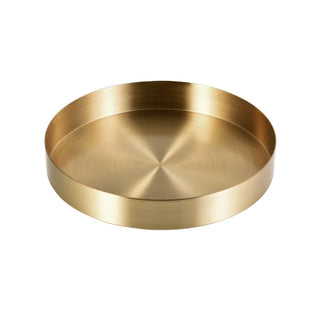 golden brass tray earthworks luxury handcrafted metal serving tray copper gold finish close-up